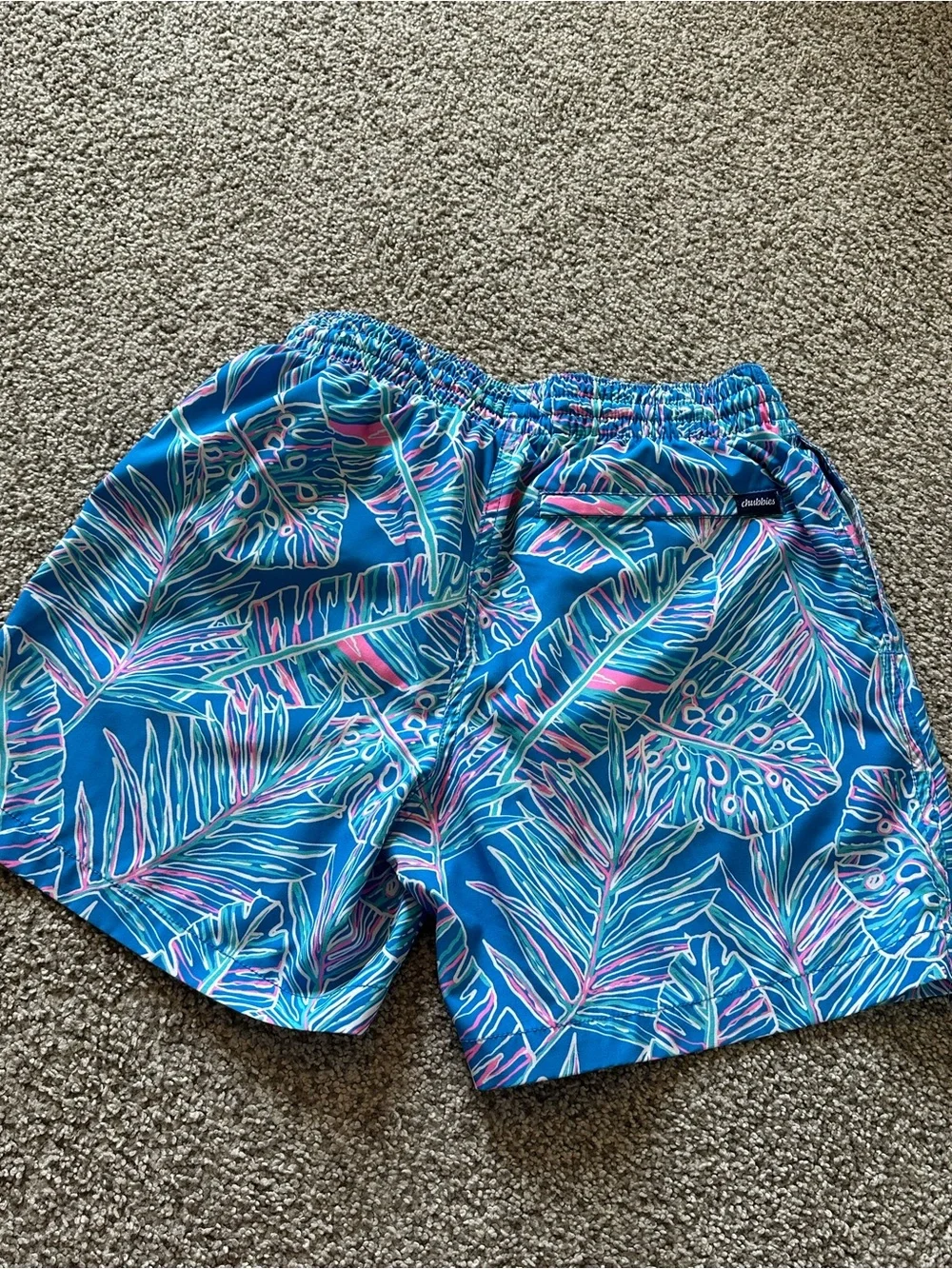 Chubbies Tropical Blue Leaf Print Swim Shorts